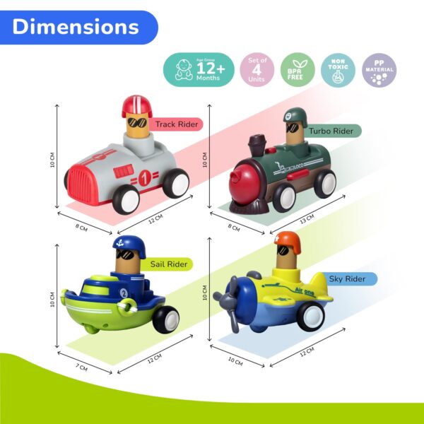R for Rabbit Orapple Rider Push and Play Mini Toy Car Set for Kids