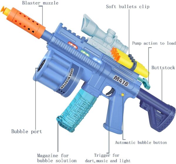 High Trusted® 3 in 1 Gun for Soft Bullet with Bubble Maker Gun Toy