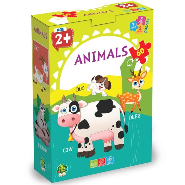 The Book Tree Animal Puzzle for Kids - 60 Piece Animals Jigsaw & Toddler Puzzles