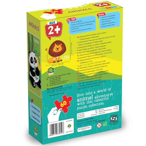 The Book Tree Animal Puzzle for Kids - 60 Piece Animals Jigsaw & Toddler Puzzles