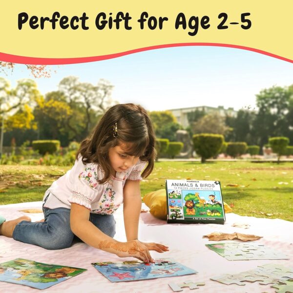WONDRBOX 12 pcs Animal and Birds Jigsaw Puzzle for Kids