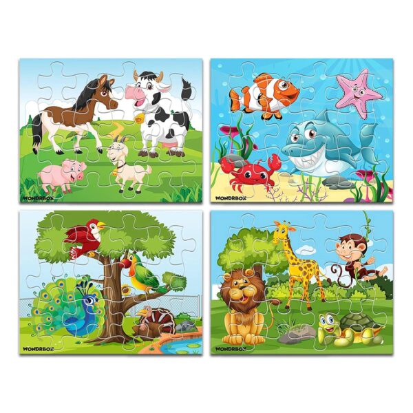 WONDRBOX 12 pcs Animal and Birds Jigsaw Puzzle for Kids